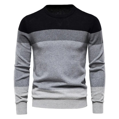 Men’s Casual Striped Knit Sweater – Modern Style for Fall and Winter
