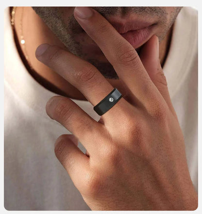 Men's Stainless Steel Zirconia Ring, Comfortable and Sturdy Fit, Engagement Ring for Men