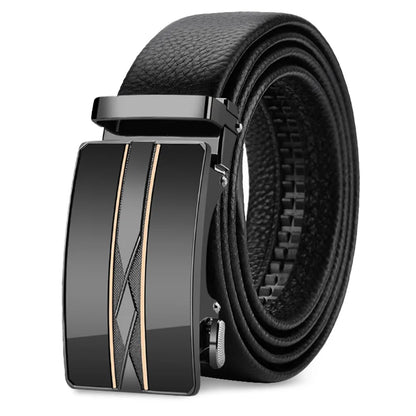 Men's Genuine Leather Belt, Automatic Belt with Adjustable Waistband