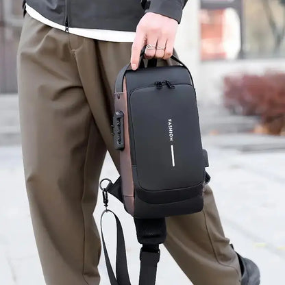 Men’s Anti-Theft Crossbody Sling Bag – USB Charging Chest Pack for Travel, Work & Everyday Carry