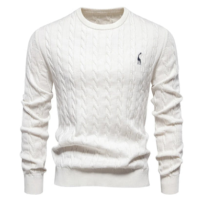 Men’s Cable Knit Sweater with Embroidery – Classic Style with a Unique Touch