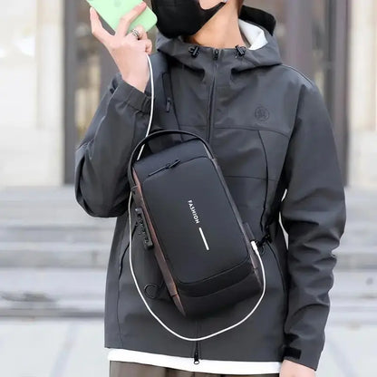 Men’s Anti-Theft Crossbody Sling Bag – USB Charging Chest Pack for Travel, Work & Everyday Carry
