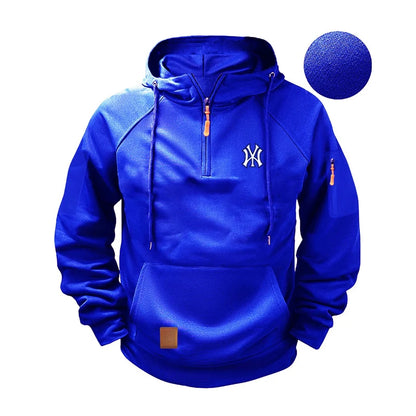Men’s Urban Utility Hoodie with Sleeve Pocket and Half-Zip