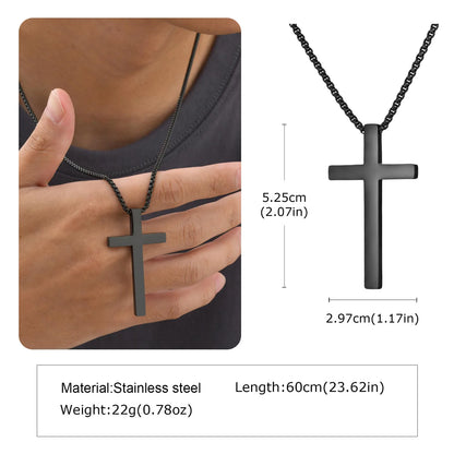 Classic Men's Cross Pendant Necklaces,Waterproof Stainless Steel Cross Collars