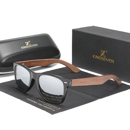 Handmade Men's Wooden Frame Sunglasses with UV400 Protection