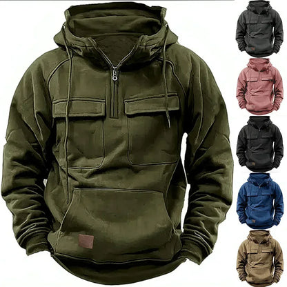 Men’s Hoodie with Front Zipper and Utility Style Chest Pockets