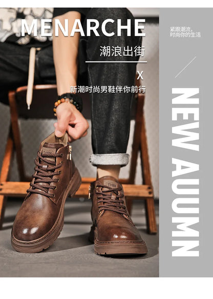 Luxuriöser Herrenstiefel – Britischer Retro-Stil, hochwertiges Lederschuhwerk 