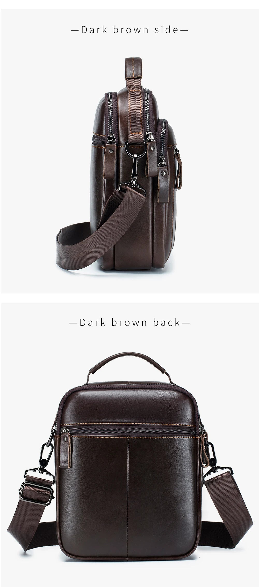 Men’s Vintage Leather Shoulder Bag – Small Crossbody Messenger with Multi-Pockets for Work, Travel & Daily Use