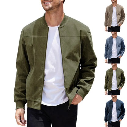 Men’s Minimalist Casual Jacket with Front Zipper Closure