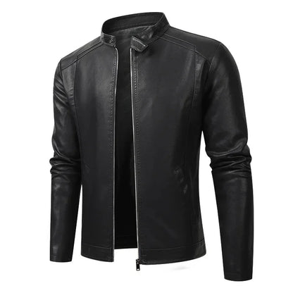 Men’s Biker-Style Jacket with Contrasting Panels and Functional Zippers