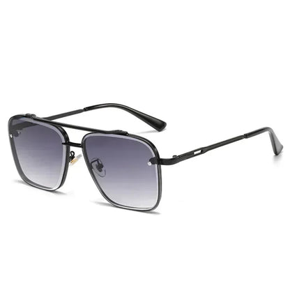 Aviator-Style Sunglasses with Geometric Lens Design – Modern Elegance UV400