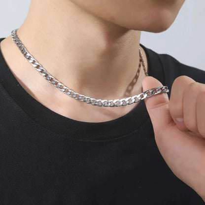 Stainless Steel Curb Chain Necklace – Multiple Thickness Options