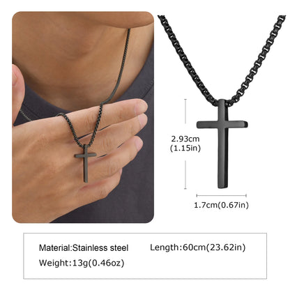 Classic Men's Cross Pendant Necklaces,Waterproof Stainless Steel Cross Collars