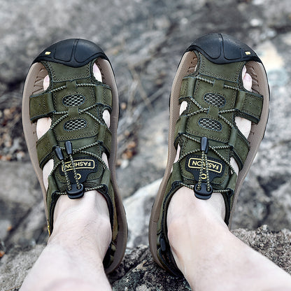 Men's Summer Sandals in Genuine Leather - Casual and Comfortable Footwear