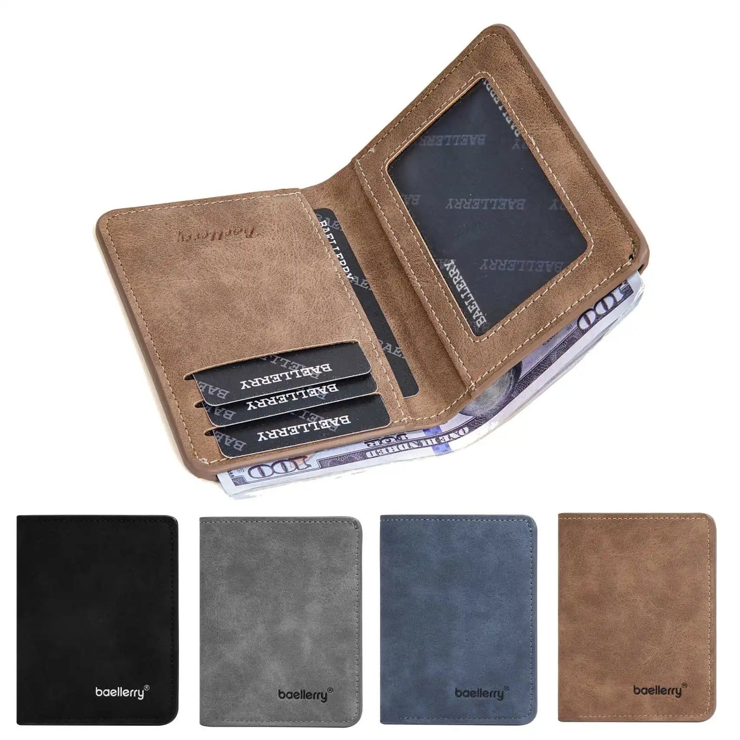 Slim Men’s Wallet with Multiple Card Slots and ID Window – Compact and Stylish