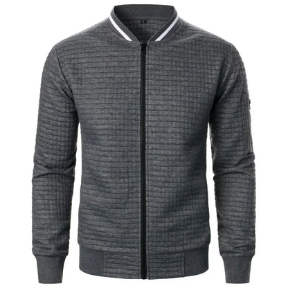 Urban Style Men’s Jacket with Textured Finish and Asymmetrical Zipper