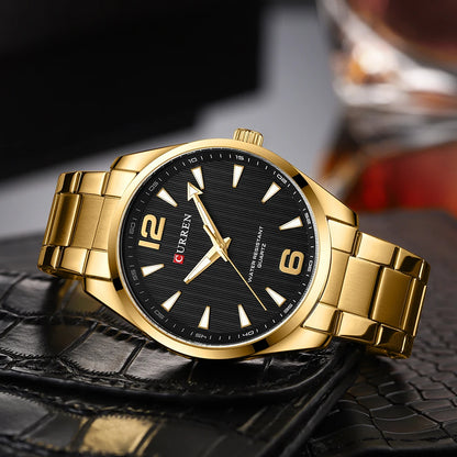 Classic Men’s Watch with Minimalist Design and Metal Band