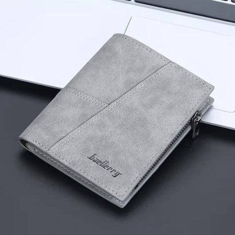 Vertical Men’s Wallet with Minimalist Geometric Stitch Design – Compact and Stylish