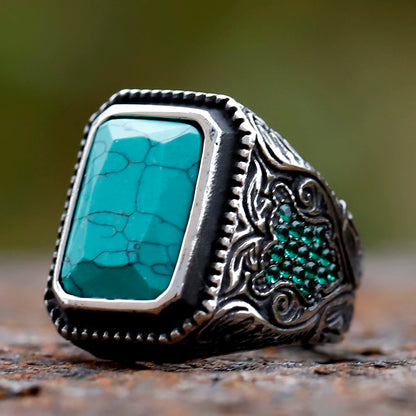 New Unique Design 316L Stainless Steel Turkish Stone Ring Ring For Men High Quality Zircon Jewelry Gift