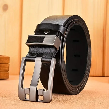 Men’s Genuine Leather Belt with Modern Metal Buckle – Durable and Adjustable