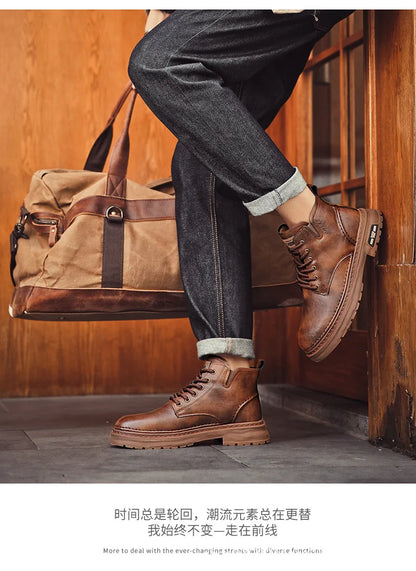 Luxuriöser Herrenstiefel – Britischer Retro-Stil, hochwertiges Lederschuhwerk 