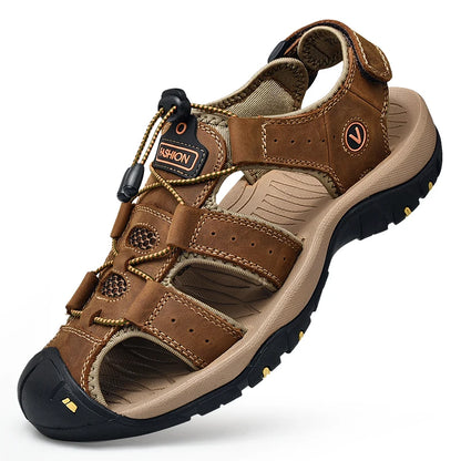 Men's Summer Sandals in Genuine Leather - Casual and Comfortable Footwear