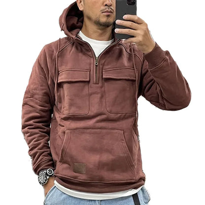Men’s Hoodie with Front Zipper and Utility Style Chest Pockets