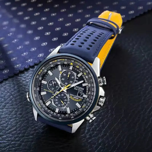 Men’s Sport Chronograph Watch with Perforated Strap and Multi-Function Dial