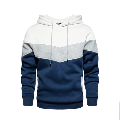 Men’s Modern Geometric Panel Pullover Hoodie – Casual Streetwear for Everyday Comfort
