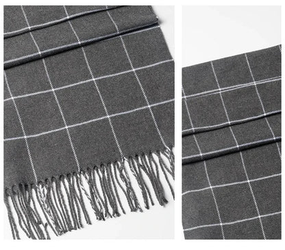 Men’s Checkered Scarf – Stylish with Fringes