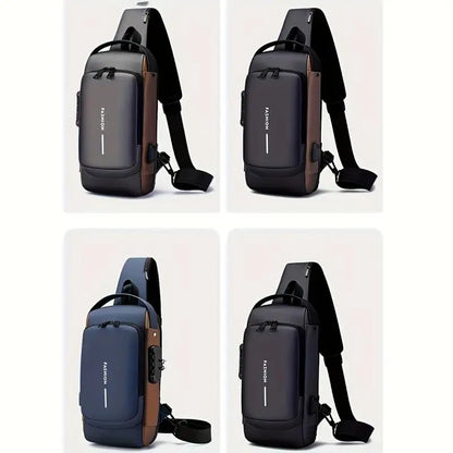 Men’s Anti-Theft Crossbody Sling Bag – USB Charging Chest Pack for Travel, Work & Everyday Carry