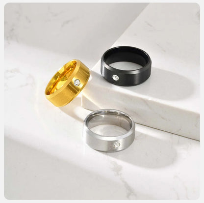 Men's Stainless Steel Zirconia Ring, Comfortable and Sturdy Fit, Engagement Ring for Men