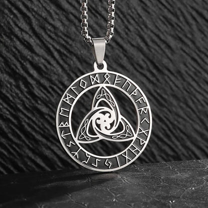 Viking Rune Circle Pendant Necklace