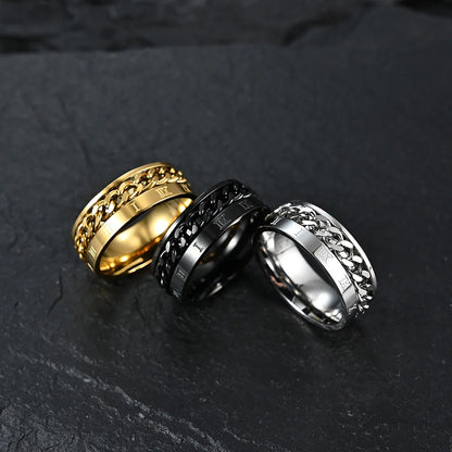 Chain Band Ring – Urban Style with Roman Detailing
