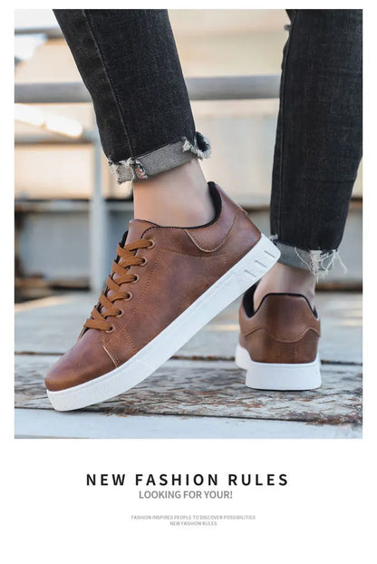 Men's Leather Shoes - Fashion Casual, Outdoor Sneakers