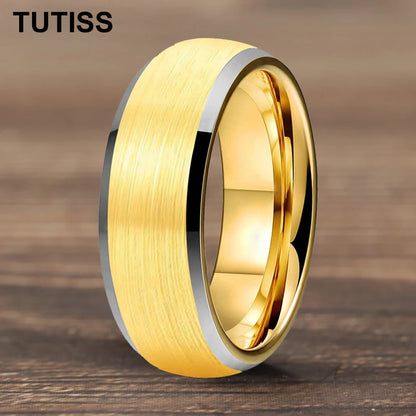 6/8mm Tungsten Carbide Engagement Ring for Men, Modern Engagement Ring Dome, Brushed Slant Edge