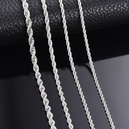 Stainless Steel Rope Chain Necklace – Classic Twist Design