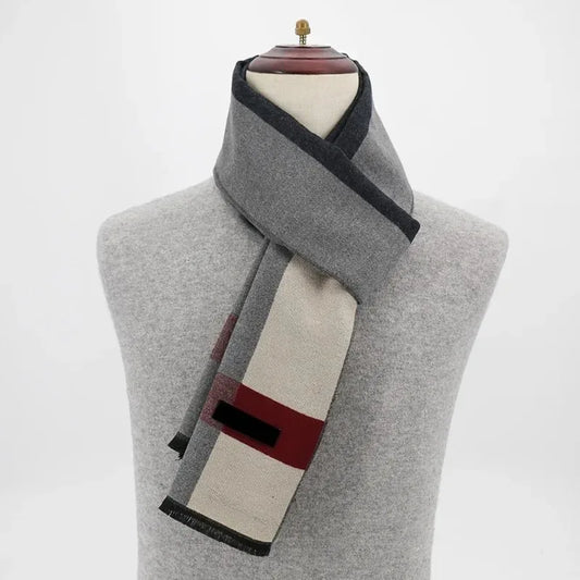 Men’s Minimalist Scarf with Herringbone Detail