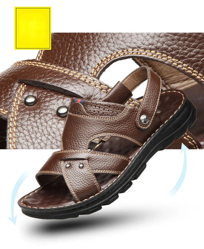 Men's Summer Leather Sandals - Reinforced Men's Shoes Made of Genuine Leather
