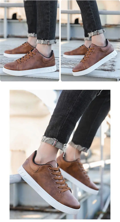 Men's Leather Shoes - Fashion Casual, Outdoor Sneakers