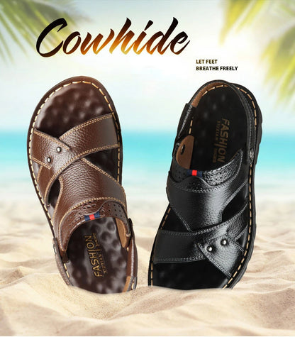 Men's Summer Leather Sandals - Reinforced Men's Shoes Made of Genuine Leather