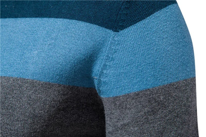Men’s Casual Striped Knit Sweater – Modern Style for Fall and Winter