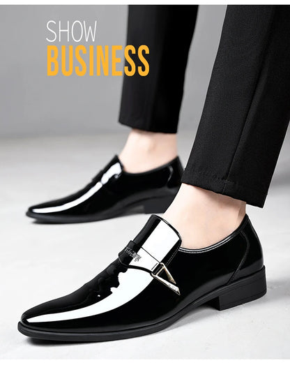 Herren Lackleder - Businessschuhe, Spitze Schuhspitze 