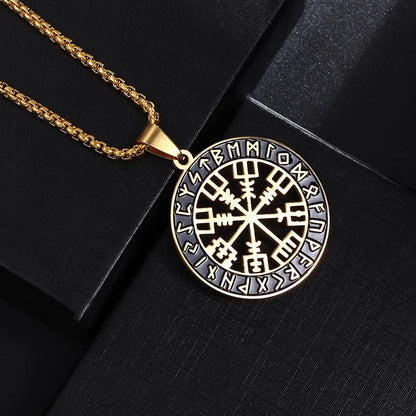 Viking Rune Circle Pendant Necklace