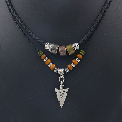 Men’s Tribal Necklace with Arrowhead Pendant