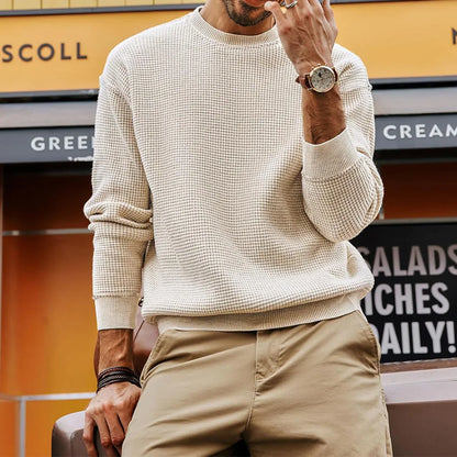 Urban Classic: Solid Color Wedge-Top Pullover Sweater for Men – Soft Knit & Stylish Fit