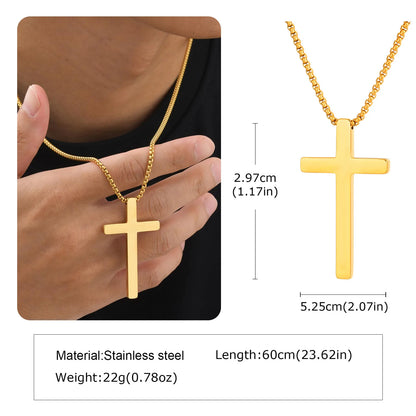 Classic Men's Cross Pendant Necklaces,Waterproof Stainless Steel Cross Collars