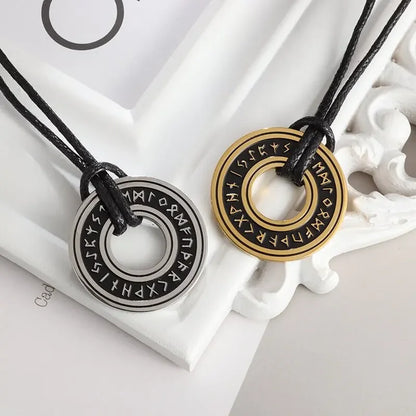 Viking Rune Circle Pendant Necklace