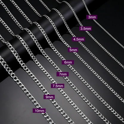 Stainless Steel Curb Chain Necklace – Multiple Thickness Options