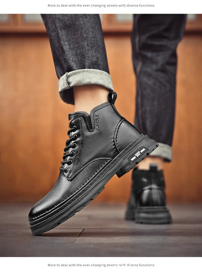 Luxuriöser Herrenstiefel – Britischer Retro-Stil, hochwertiges Lederschuhwerk 